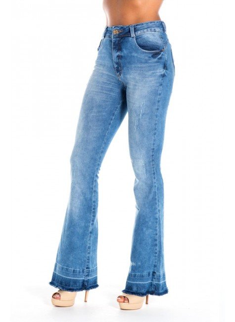calça jeans flare cintura alta biotipo