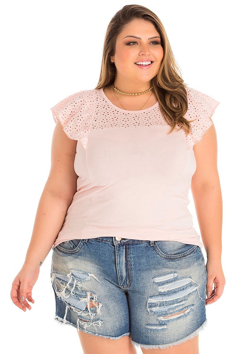 blusa plus size rosa
