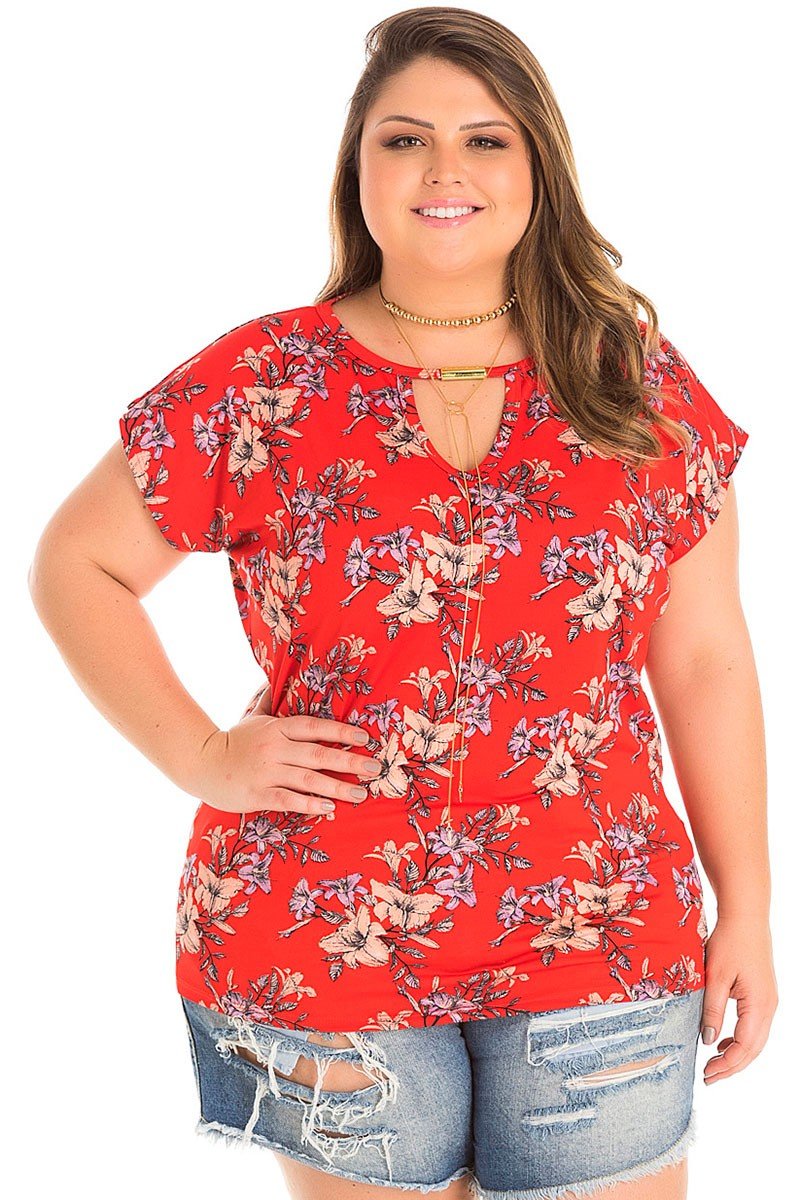 blusa plus size vermelha