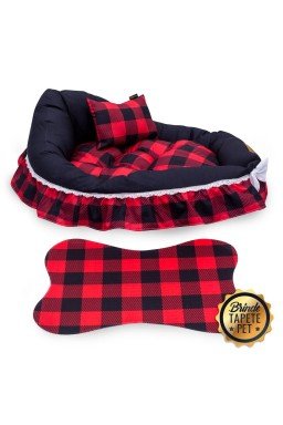 berco para cachorro xadrez tapete pet vermelho cbb1002 4