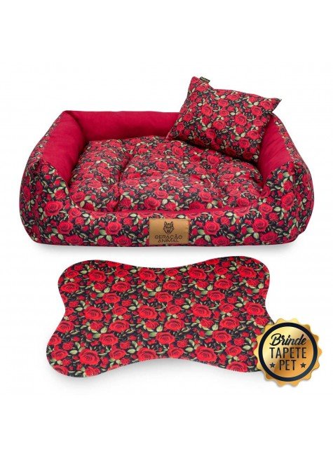 caminha para cachorro tapete pet rosas vermelho cs1003 4