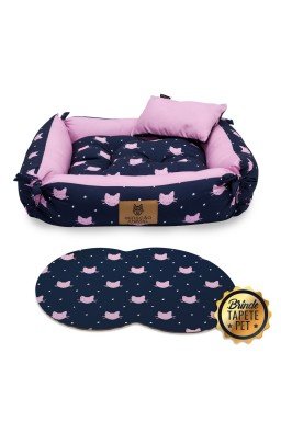 caminha dupla face tapete pet gato rosa azul cdf1018 5
