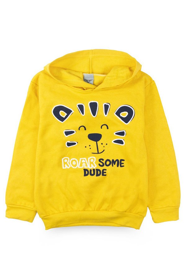 01 conjunto infantil menino moletom c capuz tigre roar mostarda 0483 keki boys