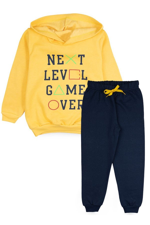 06 conjunto infantil menino moletom com capuz next level game over amarelo 1011 labelli