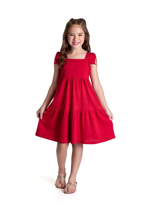 Vestido Bebê Menina Babados Flores Rosa TMX Kids