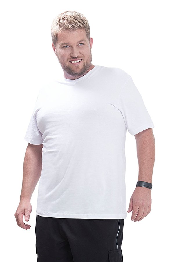 Camiseta Plus Size Masculina Algodão Barco Branca