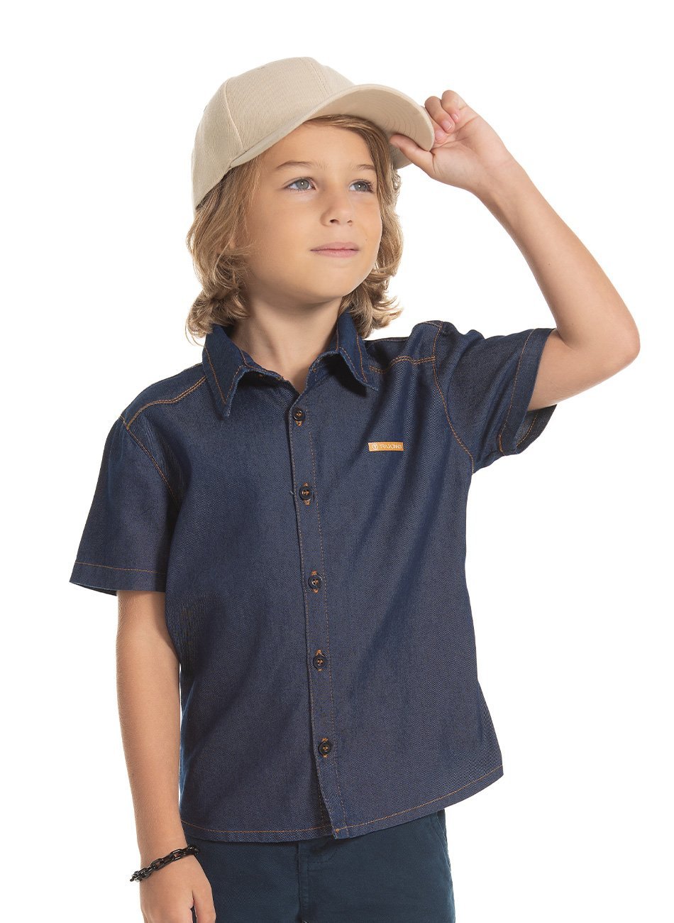 Camisa jeans infantil fashion masculino