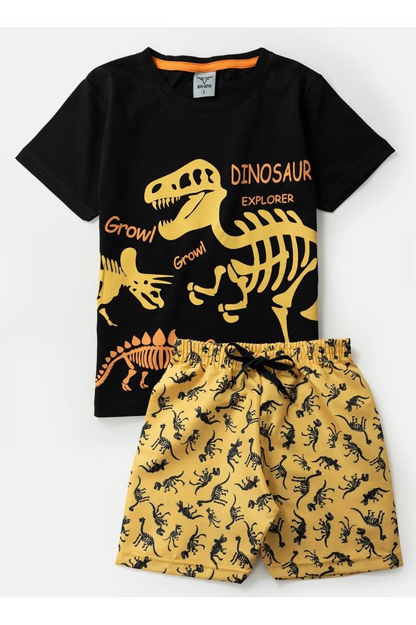 04 conjunto infantil masculino fossil dino 0164 preto keki boys