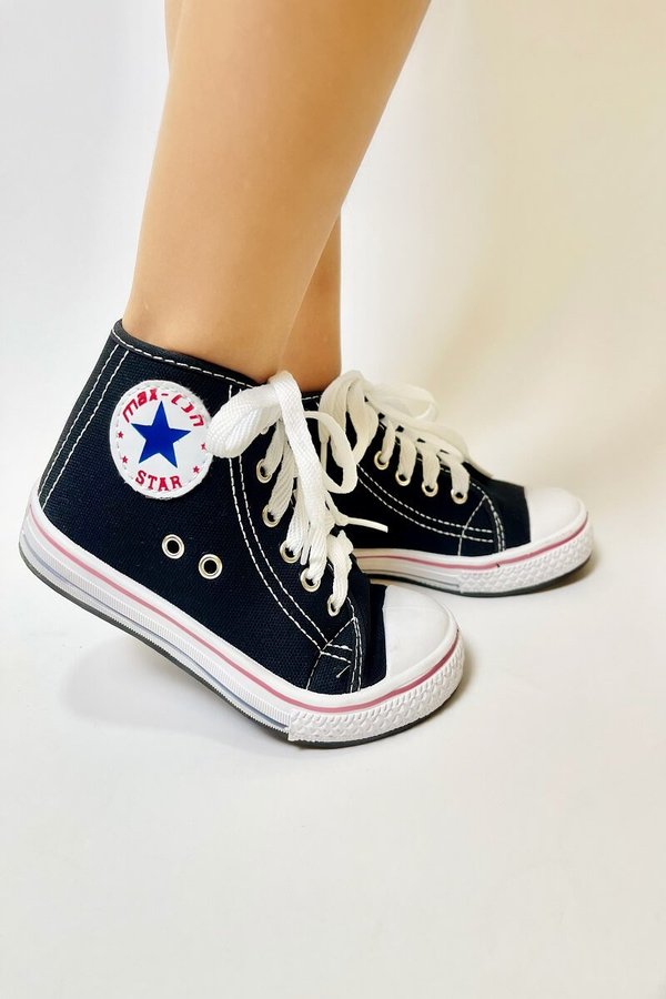 222 154 05 tenis infantil cano alto botinha all star unissex branco preto