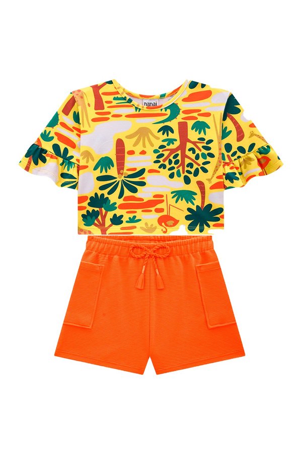 218 2363 02 conjunto menina blusa e short safari nanai amarelo 2